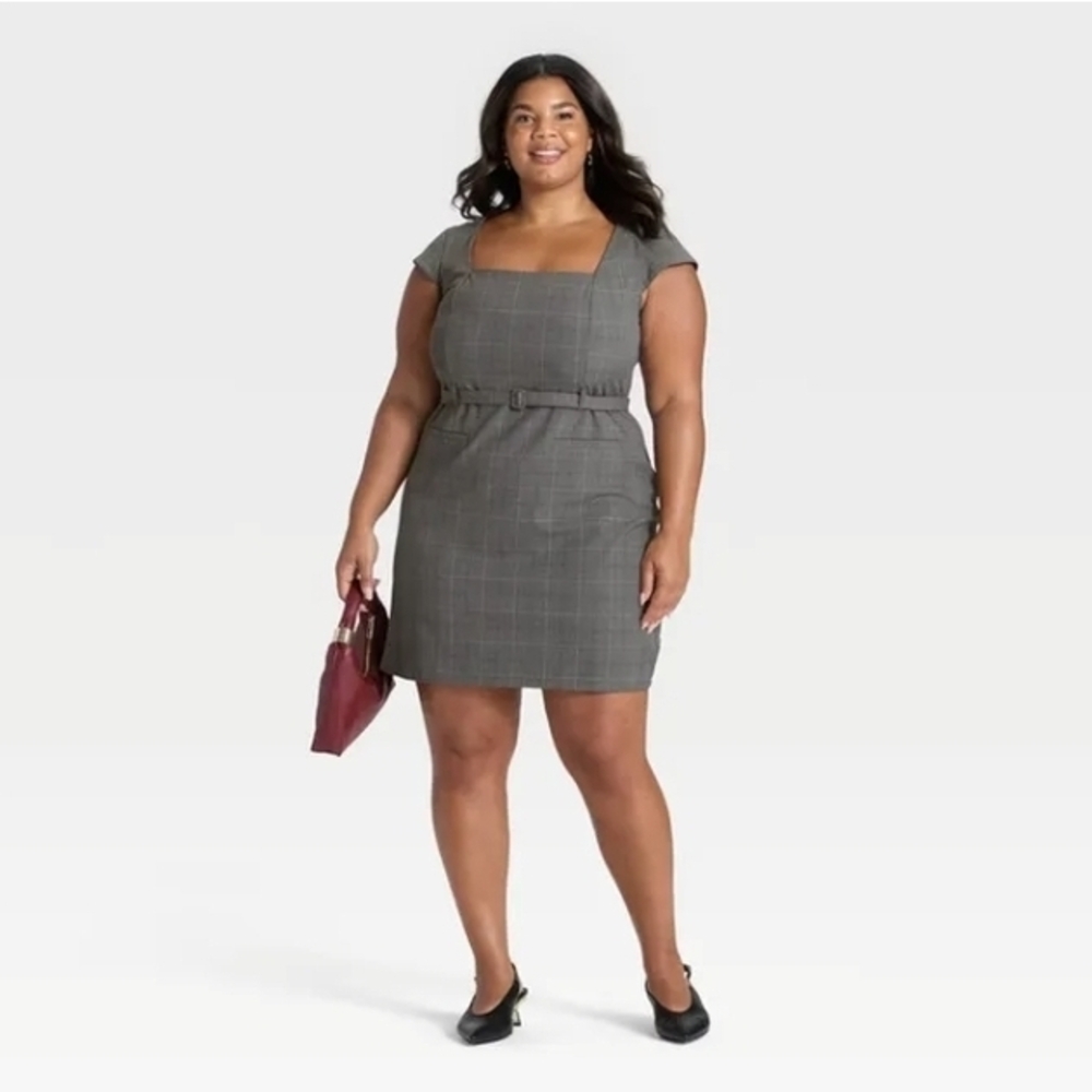 a new day Gray Plaid Mini Dress